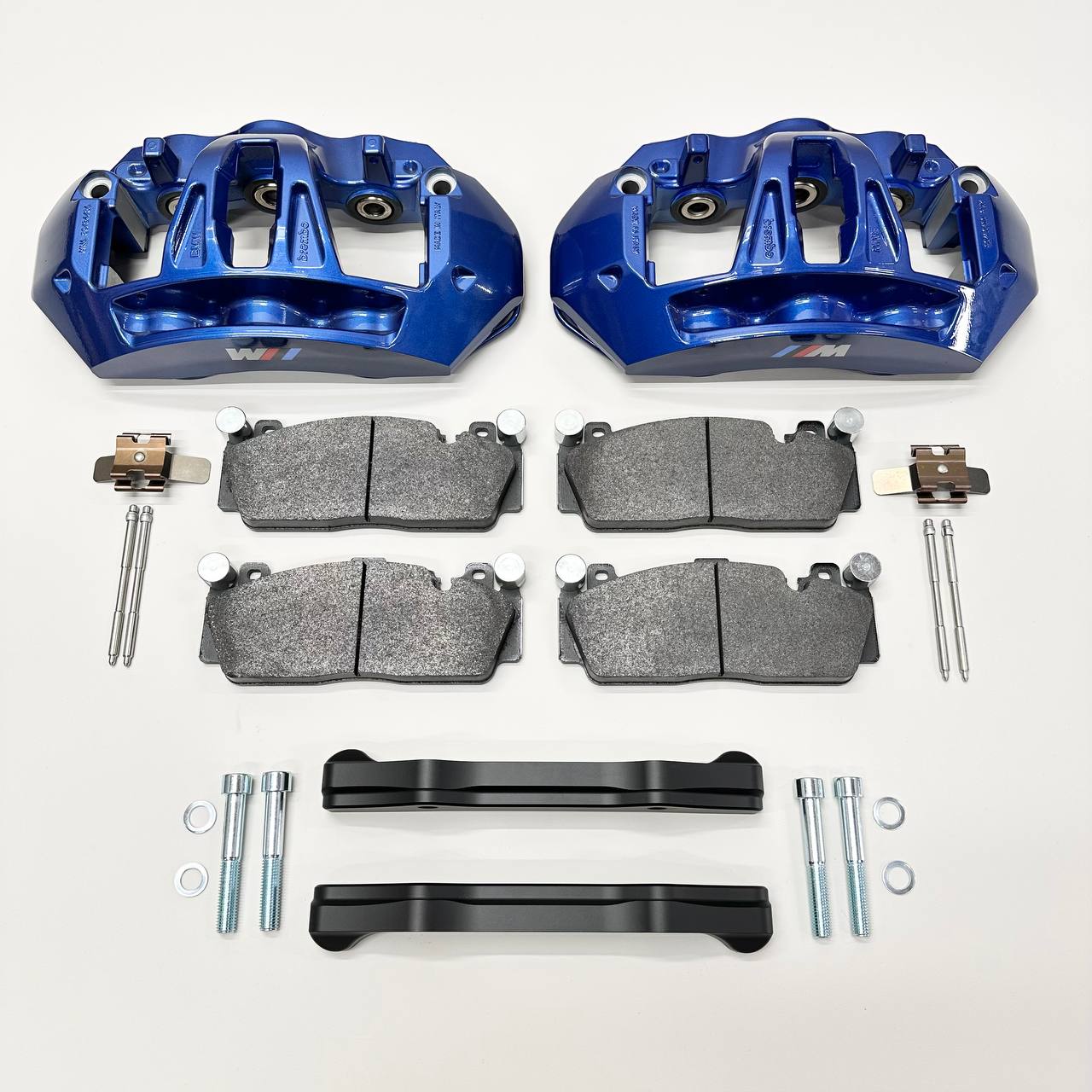 Front brake caliper upgrade Kit for BMW X5 F15 or X6 F16 to install M5 F10 OEM Brembo Blue 6-piston calipers with OEM brake pads - Image 2