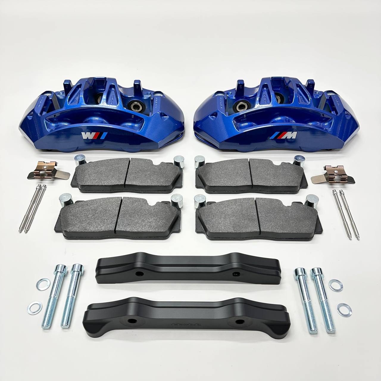 Front brake caliper upgrade Kit for BMW X5 F15 or X6 F16 to install M5 F10 OEM Brembo Blue 6-piston calipers with OEM brake pads