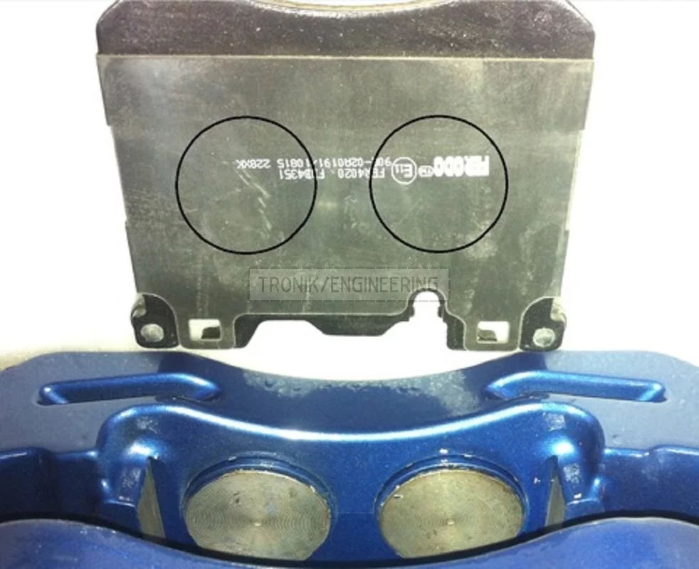 Brake pad is made very tall and narrow, pistons are of same size