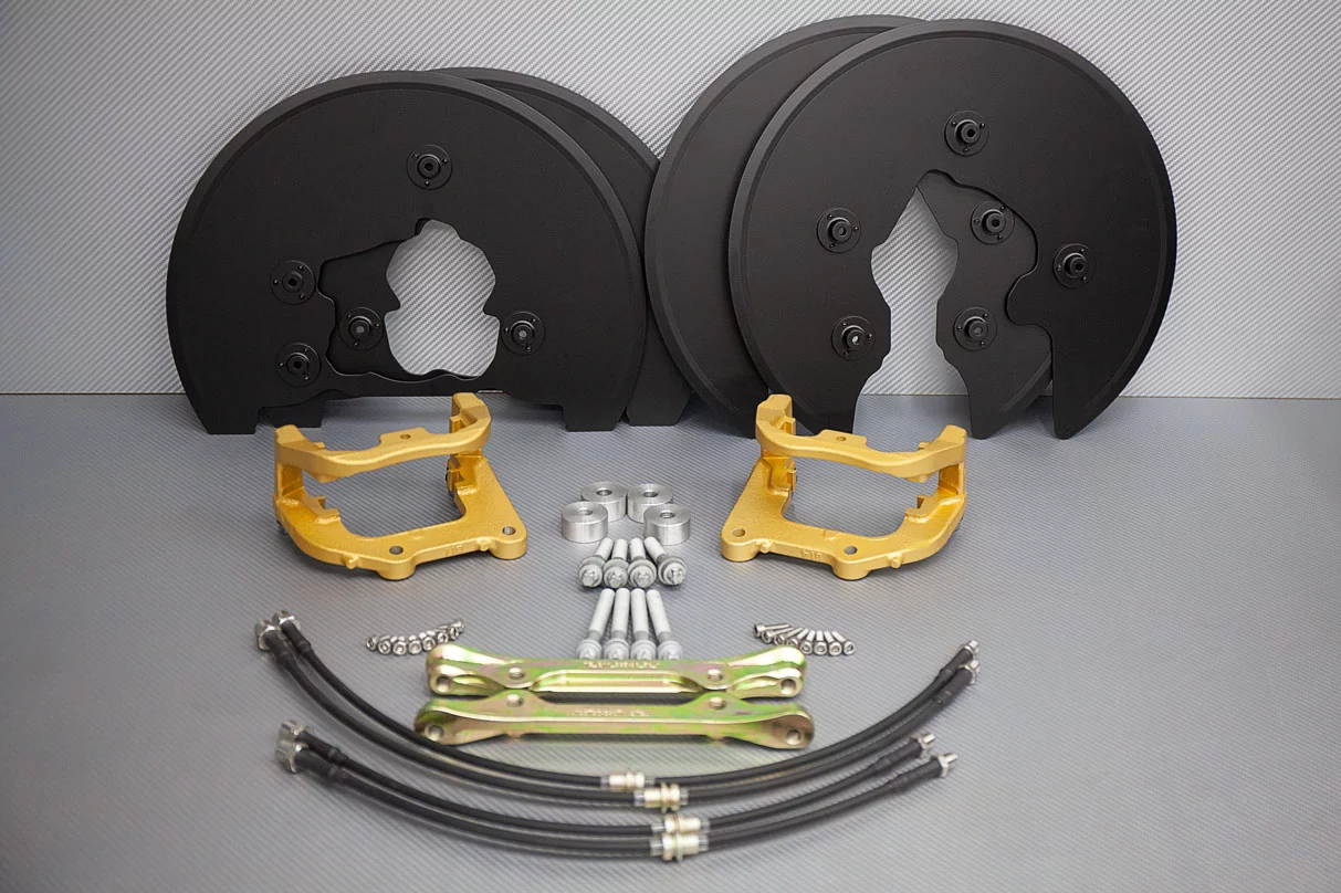 BMW X3/X4 G01/G02 adapter's kit to install BMW M5 F90 brakes, gold color. pic 1