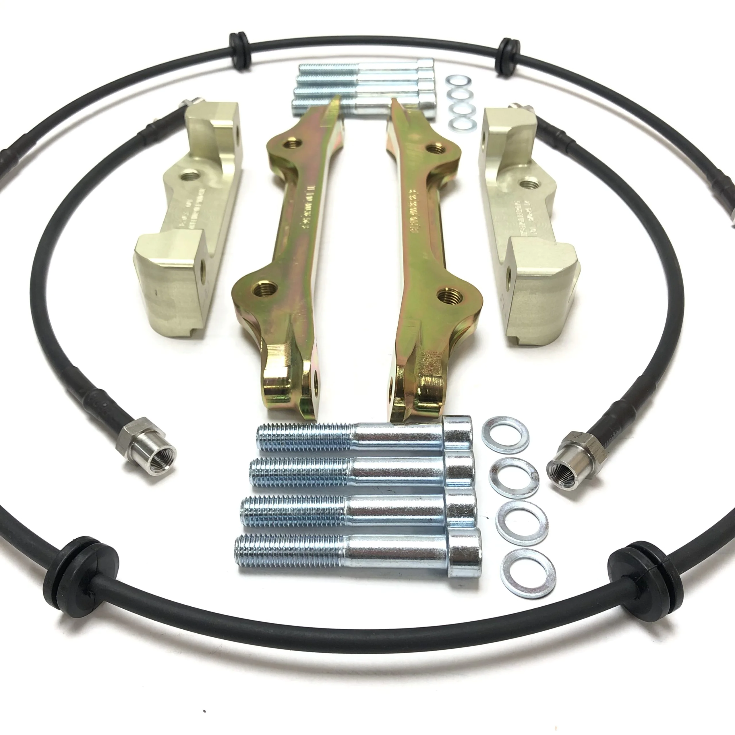 BMW 7 F01/F02/F03/F04 series brake caliper adapter kit (inc. lines) to install M5 F10 front brake system and rear 4-piston calipers - Image 3