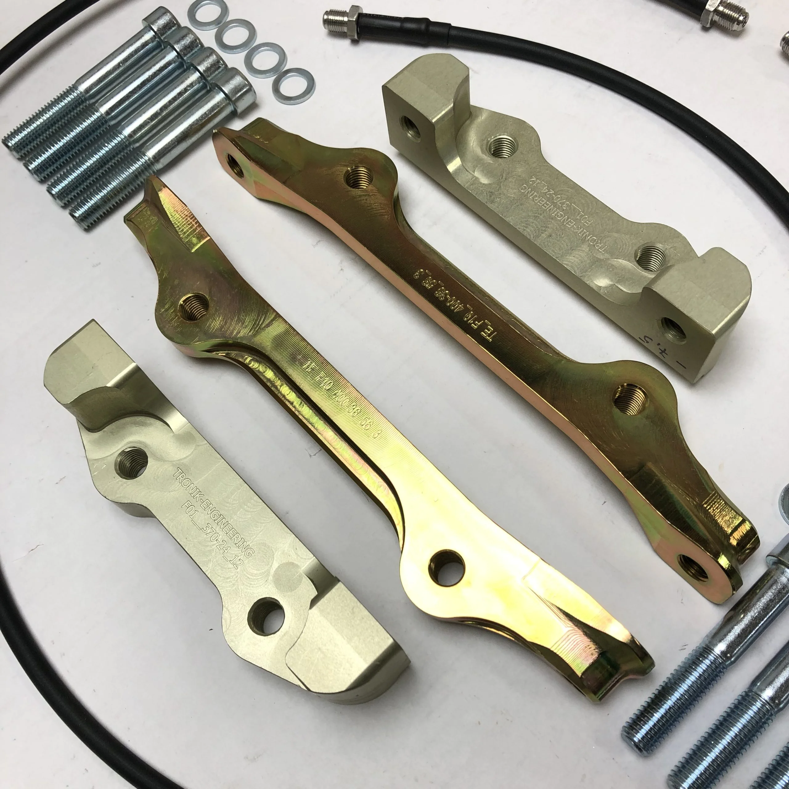 BMW 7 F01/F02/F03/F04 series brake caliper adapter kit (inc. lines) to install M5 F10 front brake system and rear 4-piston calipers - Image 7