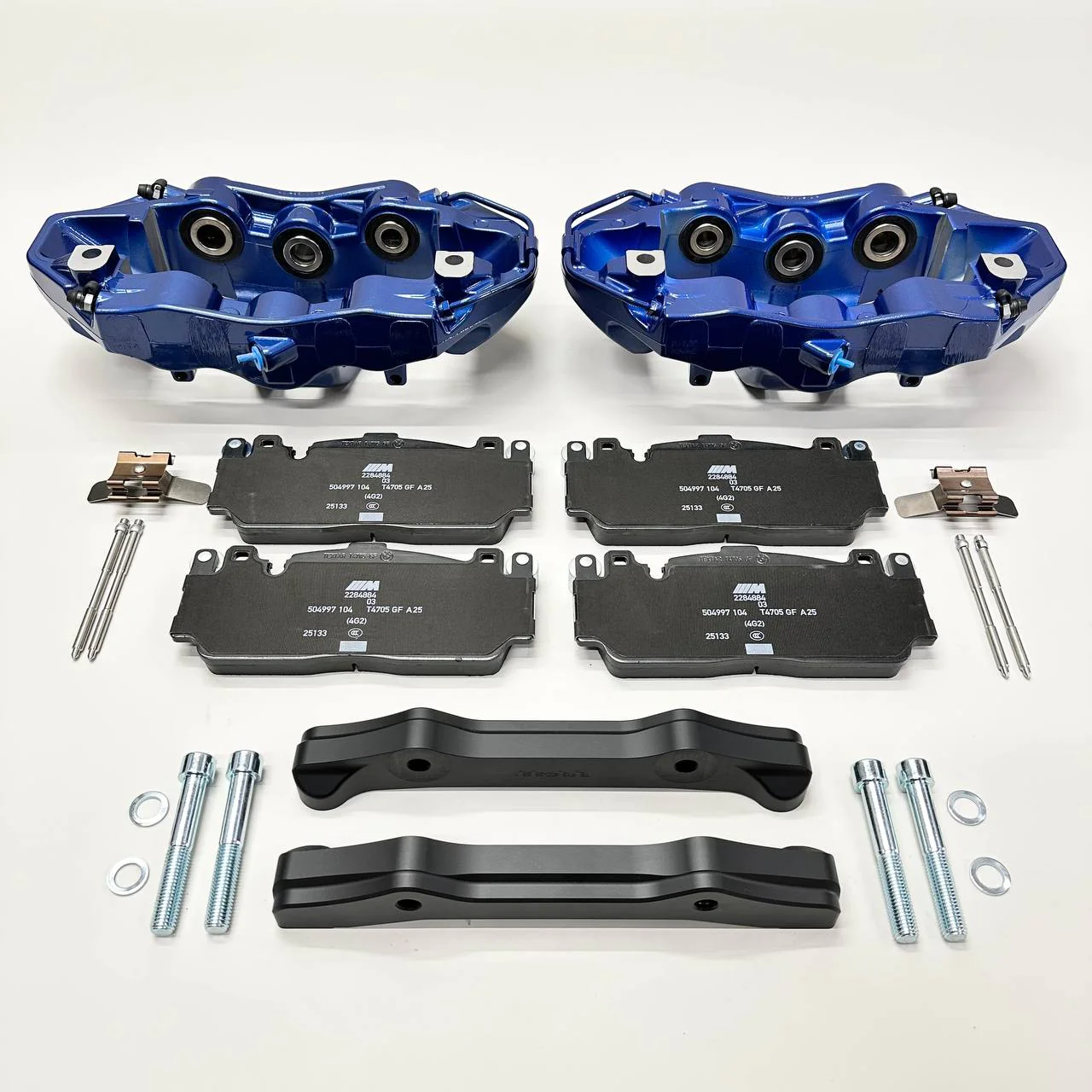 Front brake caliper upgrade Kit for BMW X5 F15 or X6 F16 to install M5 F10 OEM Brembo Blue 6-piston calipers with OEM brake pads - Image 8